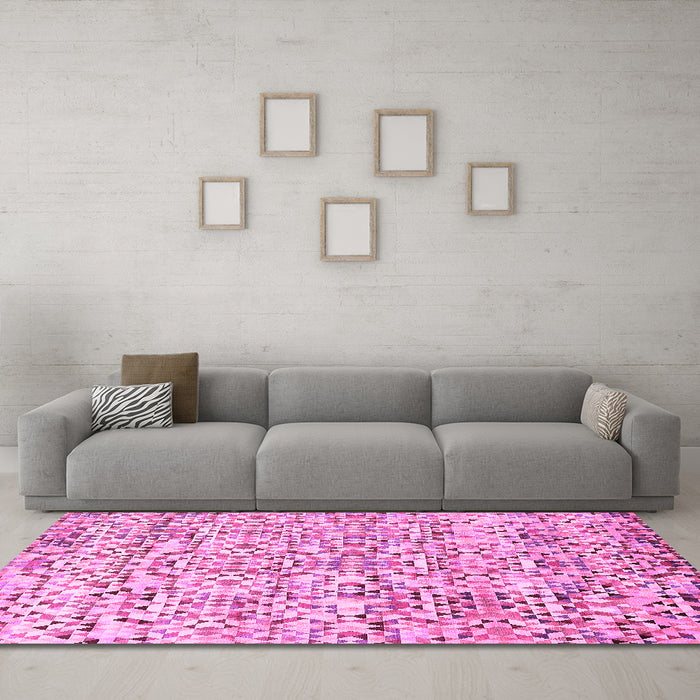 Machine Washable Abstract Pink Modern Rug in a Living Room, wshabs515pnk