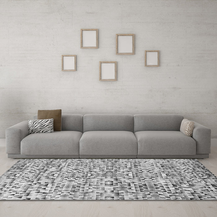 Machine Washable Abstract Gray Modern Rug in a Living Room,, wshabs515gry