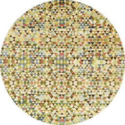 Round Abstract Brown Gold Modern Rug, abs515