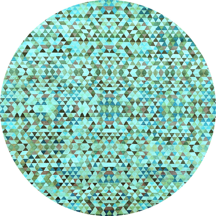 Round Abstract Light Blue Modern Rug, abs515lblu