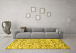 Machine Washable Abstract Yellow Modern Rug in a Living Room, wshabs515yw