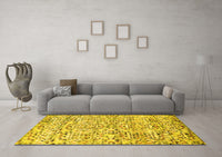 Machine Washable Abstract Yellow Modern Rug, wshabs515yw