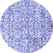 Round Machine Washable Abstract Blue Modern Rug, wshabs515blu