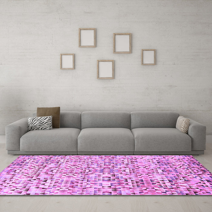 Machine Washable Abstract Purple Modern Area Rugs in a Living Room, wshabs515pur