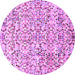 Round Machine Washable Abstract Purple Modern Area Rugs, wshabs515pur