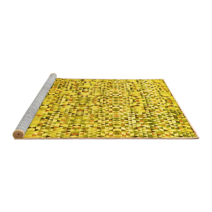 Sideview of Machine Washable Abstract Yellow Modern Rug, wshabs515yw
