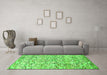 Machine Washable Abstract Green Modern Area Rugs in a Living Room,, wshabs515grn