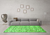 Machine Washable Abstract Green Modern Rug, wshabs515grn