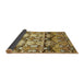 Sideview of Abstract Chrome Gold Yellow Modern Rug, abs516