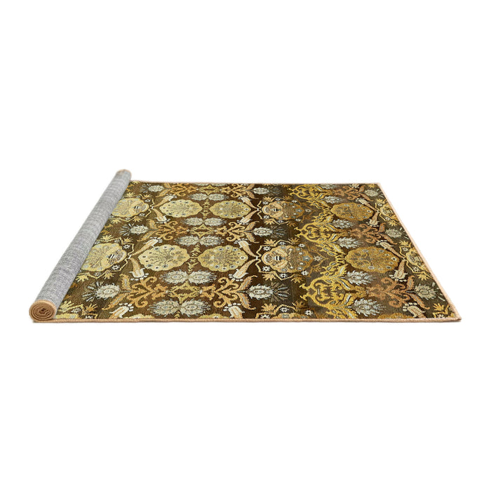 Sideview of Machine Washable Abstract Chrome Gold Yellow Rug, wshabs516