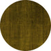 Round Abstract Yellow Modern Rug, abs5160yw