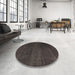 Round Machine Washable Abstract Gray Rug in a Office, wshabs5160