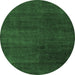 Round Abstract Emerald Green Modern Rug, abs5160emgrn