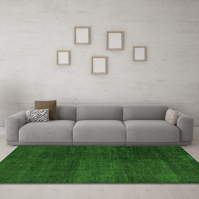 Machine Washable Abstract Green Modern Area Rugs in a Living Room,, wshabs5160grn