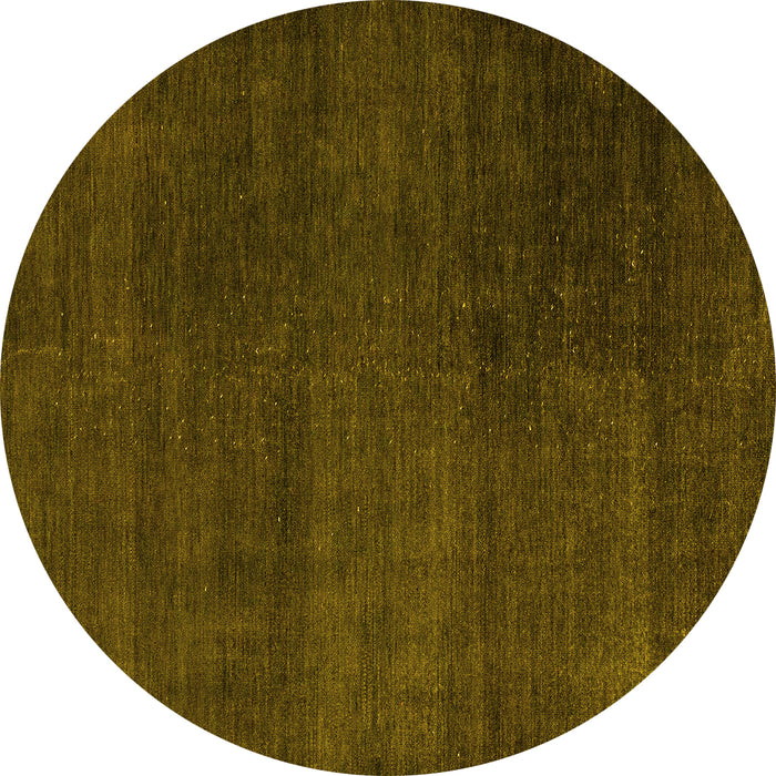 Round Machine Washable Abstract Yellow Modern Rug, wshabs5160yw