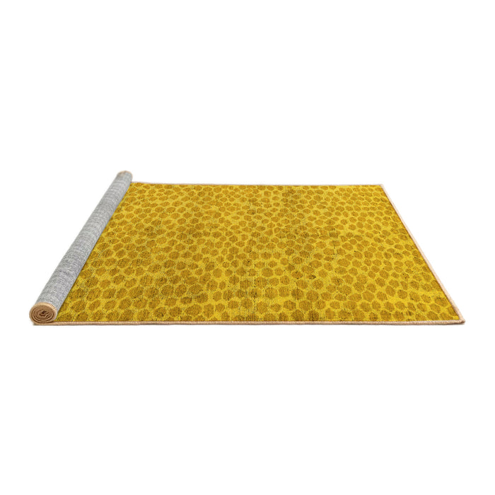 Sideview of Machine Washable Abstract Yellow Modern Rug, wshabs5161yw