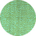 Round Abstract Turquoise Modern Rug, abs5161turq