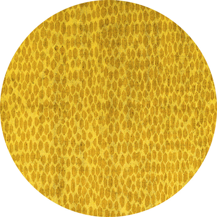Round Machine Washable Abstract Yellow Modern Rug, wshabs5161yw