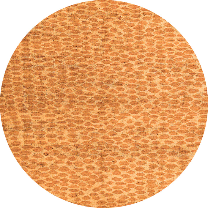 Round Machine Washable Abstract Orange Modern Area Rugs, wshabs5161org
