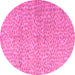 Round Abstract Pink Modern Rug, abs5161pnk