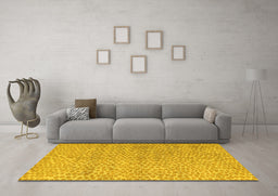 Machine Washable Abstract Yellow Modern Rug in a Living Room, wshabs5161yw