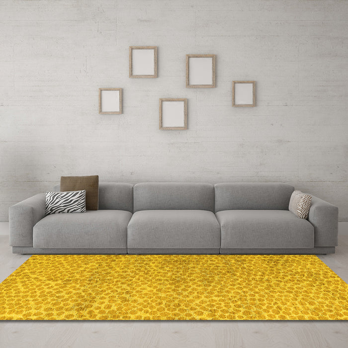 Machine Washable Abstract Yellow Modern Rug in a Living Room, wshabs5161yw
