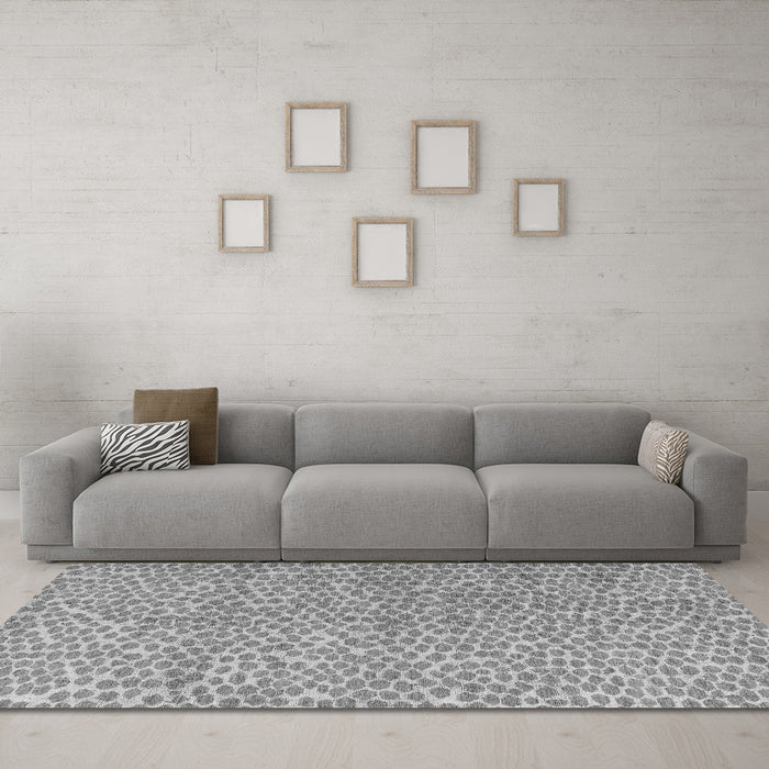 Machine Washable Abstract Gray Modern Rug in a Living Room,, wshabs5161gry