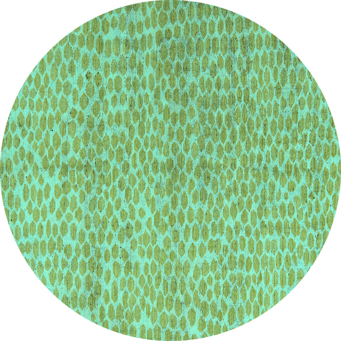 Round Machine Washable Abstract Turquoise Modern Area Rugs, wshabs5161turq