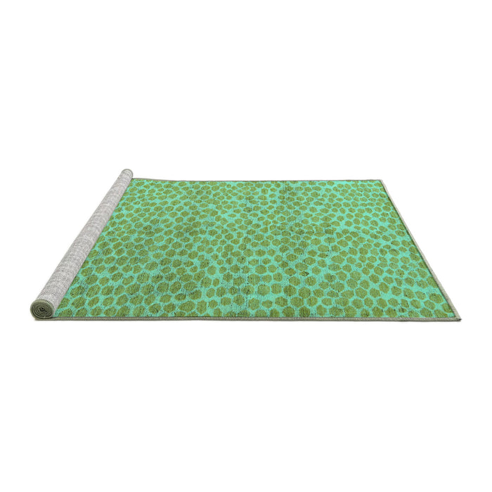 Sideview of Machine Washable Abstract Turquoise Modern Area Rugs, wshabs5161turq