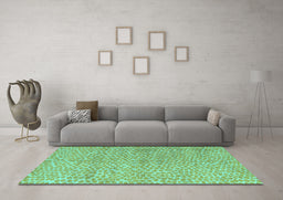 Machine Washable Abstract Turquoise Modern Area Rugs in a Living Room,, wshabs5161turq