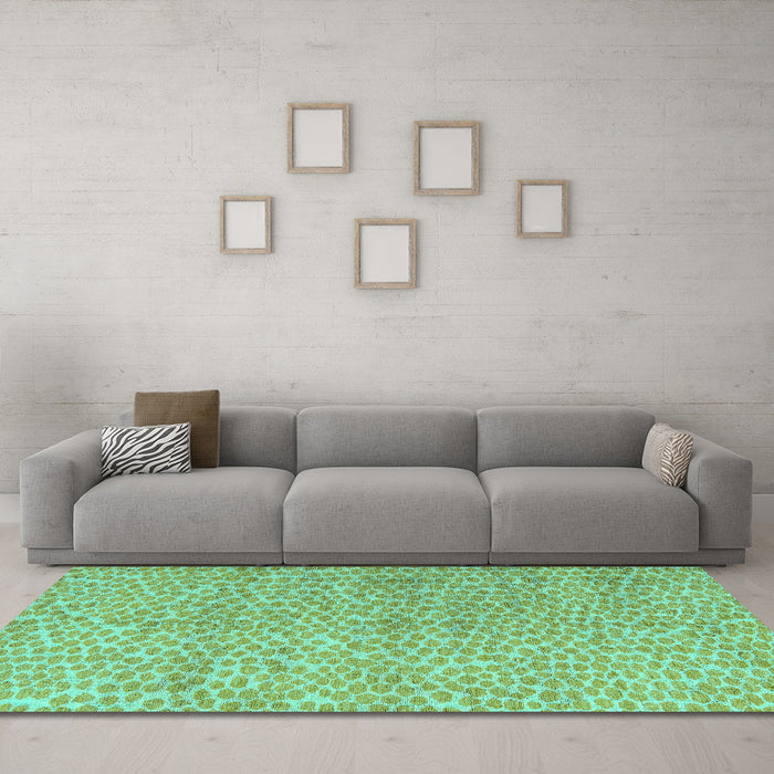 Machine Washable Abstract Turquoise Modern Area Rugs in a Living Room,, wshabs5161turq