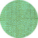 Round Abstract Turquoise Modern Rug, abs5162turq