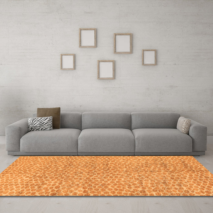 Machine Washable Abstract Orange Modern Area Rugs in a Living Room, wshabs5162org