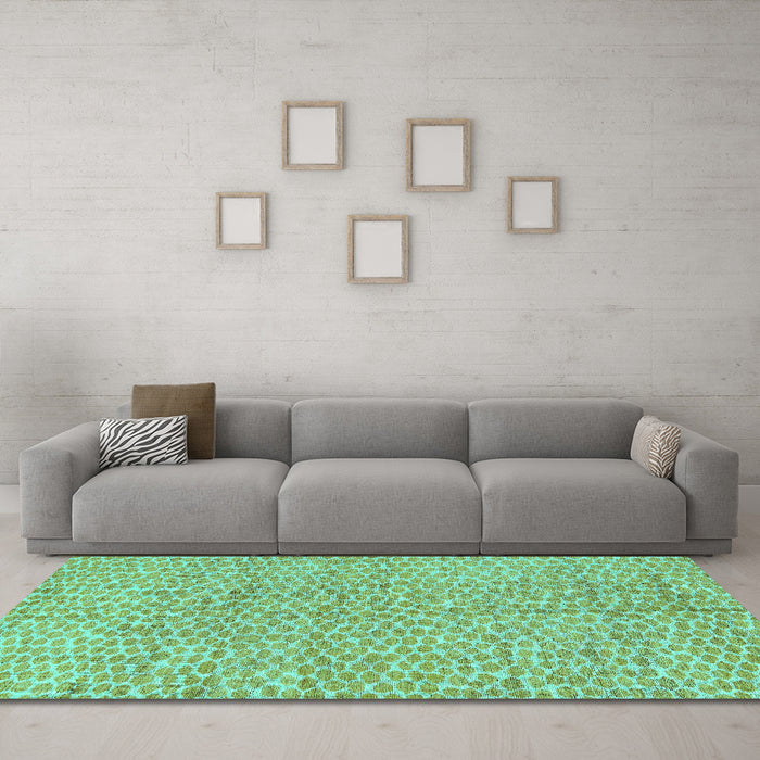 Machine Washable Abstract Turquoise Modern Area Rugs in a Living Room,, wshabs5162turq