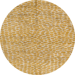 Round Machine Washable Abstract Orange Rug, wshabs5162
