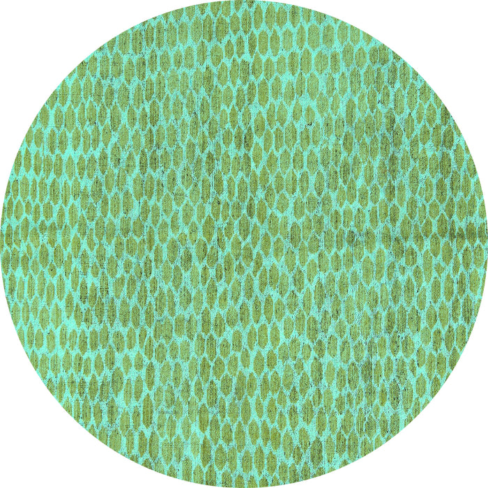 Round Machine Washable Abstract Turquoise Modern Area Rugs, wshabs5162turq