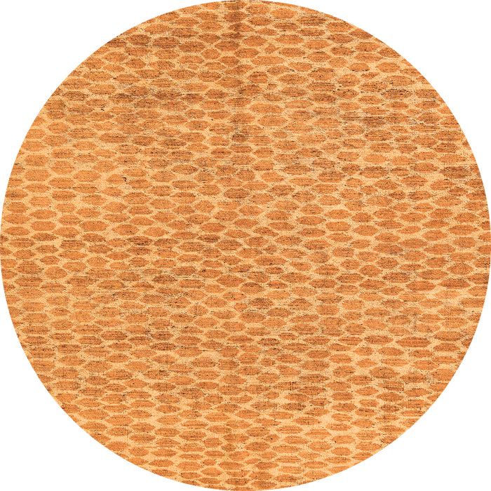 Round Machine Washable Abstract Orange Modern Area Rugs, wshabs5162org