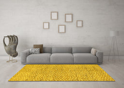 Machine Washable Abstract Yellow Modern Rug in a Living Room, wshabs5162yw