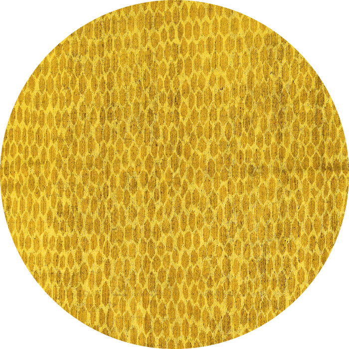 Round Abstract Yellow Modern Rug, abs5162yw