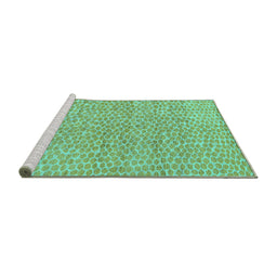 Sideview of Machine Washable Abstract Turquoise Modern Area Rugs, wshabs5162turq