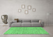 Machine Washable Abstract Emerald Green Modern Area Rugs in a Living Room,, wshabs5162emgrn