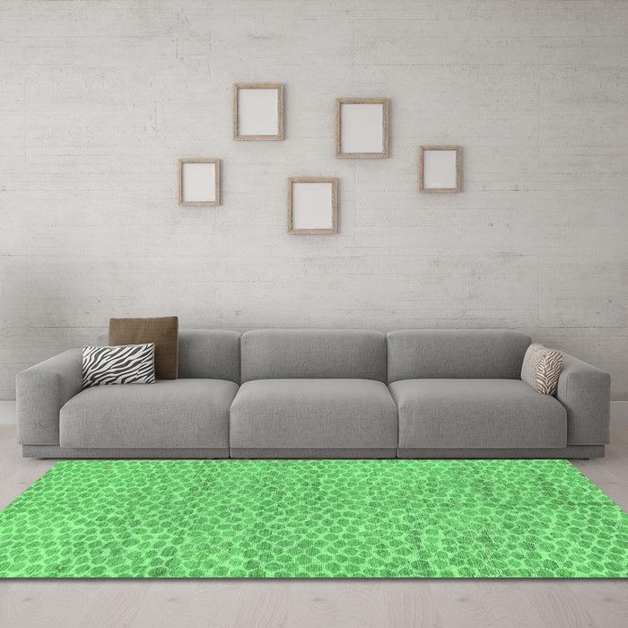 Machine Washable Abstract Emerald Green Modern Area Rugs in a Living Room,, wshabs5162emgrn