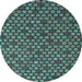 Round Machine Washable Abstract Light Blue Modern Rug, wshabs5163lblu