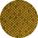 Round Abstract Yellow Modern Rug, abs5163yw