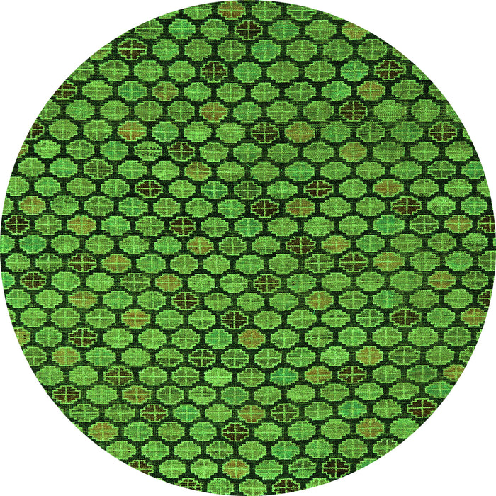 Round Machine Washable Abstract Green Modern Area Rugs, wshabs5163grn