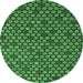 Round Abstract Emerald Green Modern Rug, abs5163emgrn