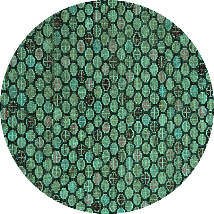 Round Machine Washable Abstract Turquoise Modern Area Rugs, wshabs5163turq