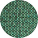 Round Machine Washable Abstract Turquoise Modern Area Rugs, wshabs5163turq