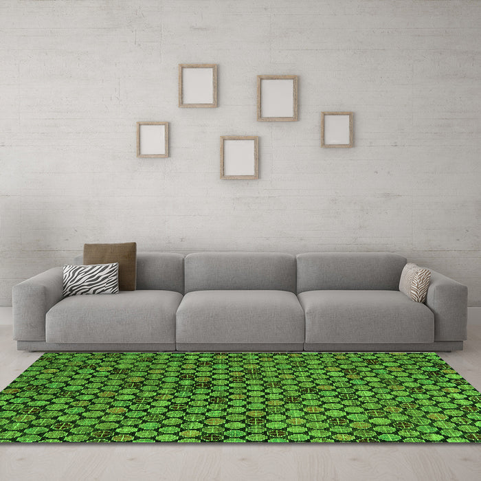 Machine Washable Abstract Green Modern Area Rugs in a Living Room,, wshabs5163grn
