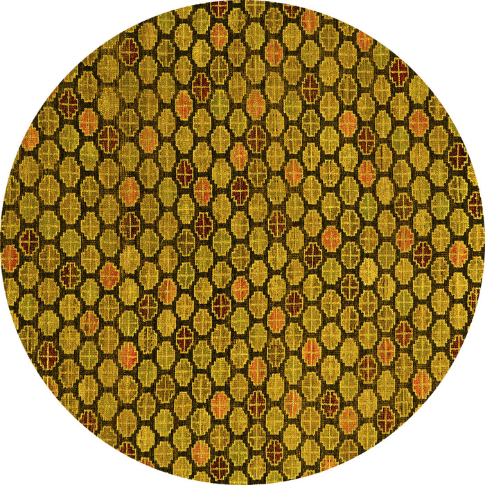 Round Machine Washable Abstract Yellow Modern Rug, wshabs5163yw